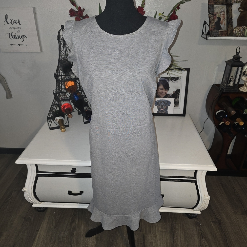 Gray Ruffle Hem Dress